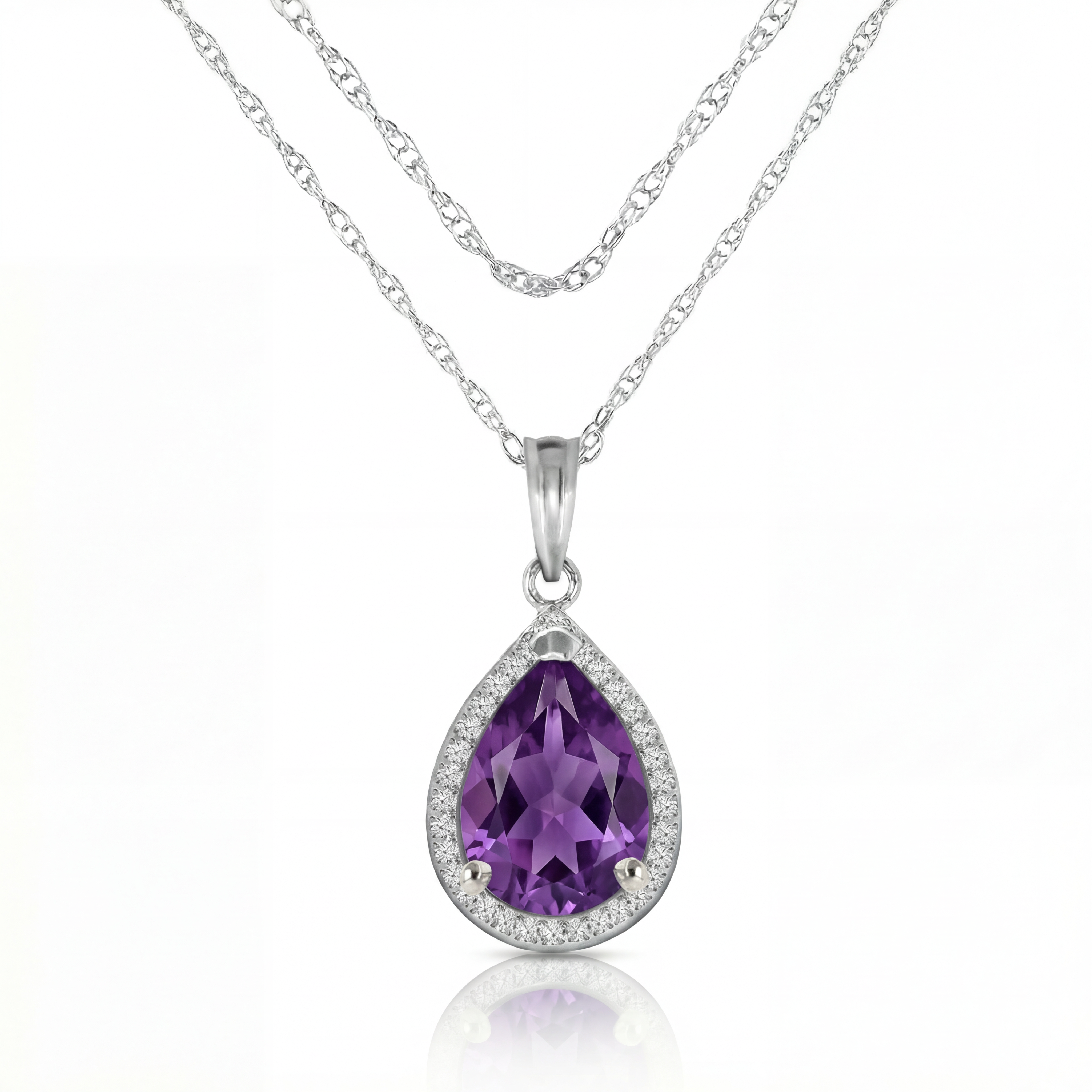 Hidden Light Purple Amethyst & Diamond Necklace