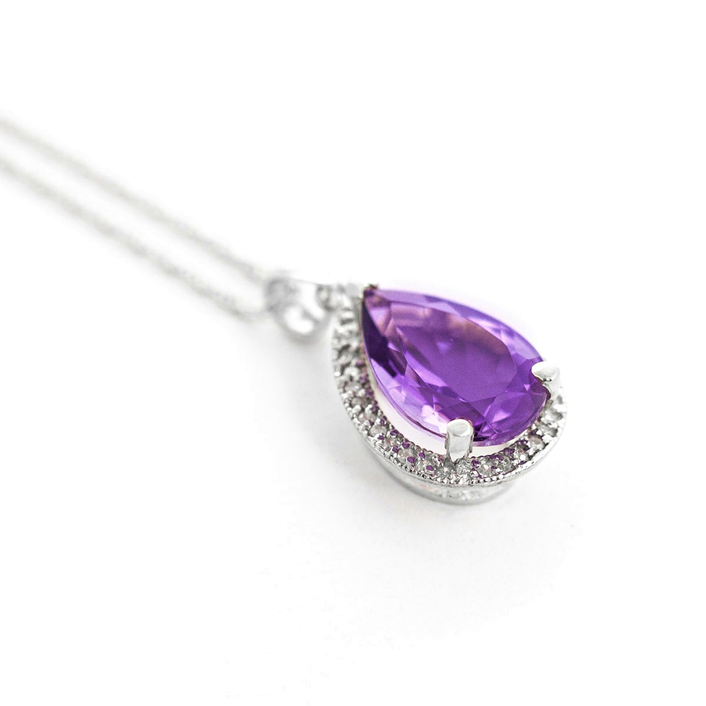 Hidden Light Purple Amethyst & Diamond Necklace