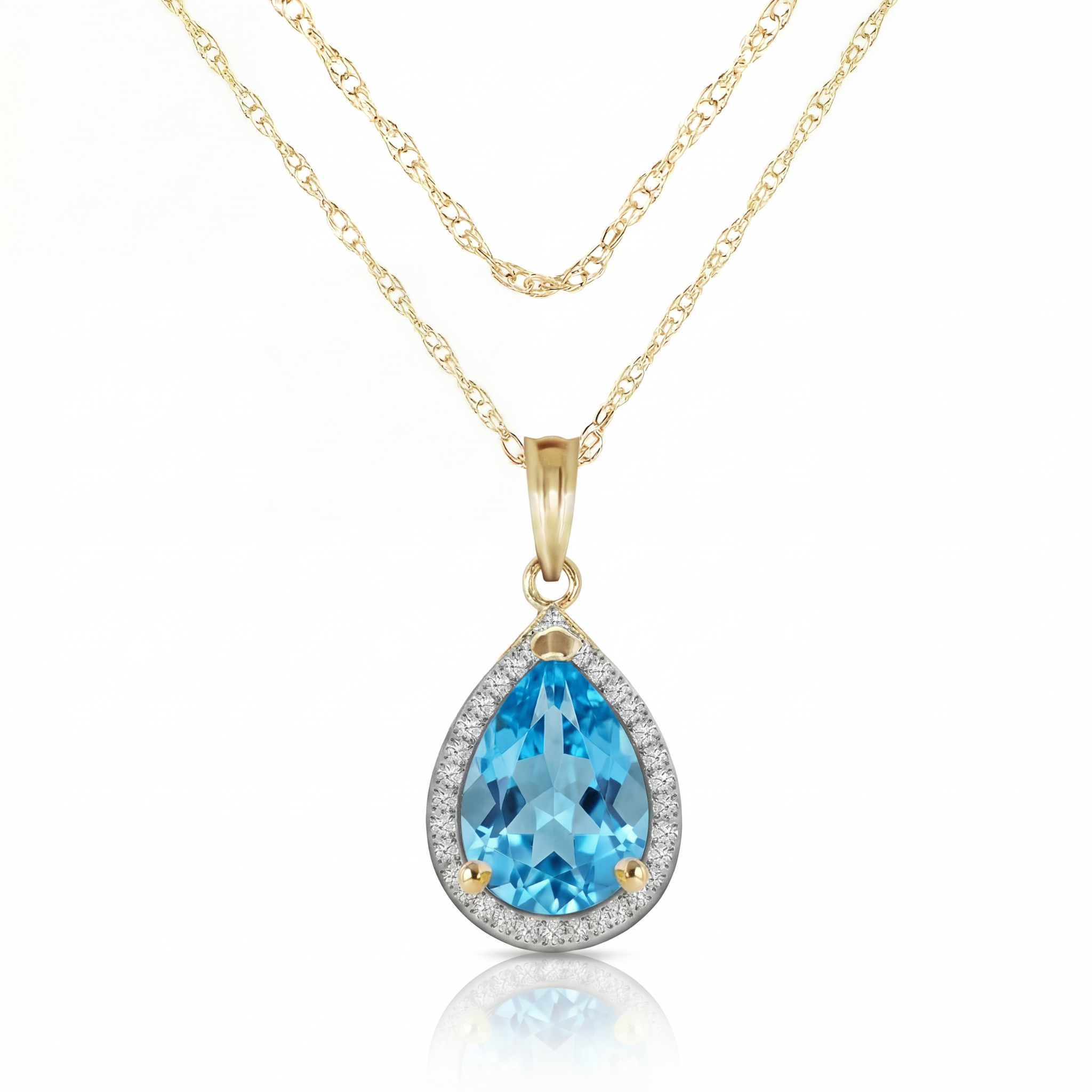 Hidden Light Blue Topaz & Diamond Necklace