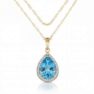 Hidden Light Blue Topaz & Diamond Necklace