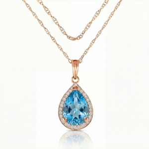 Hidden Light Blue Topaz & Diamond Necklace