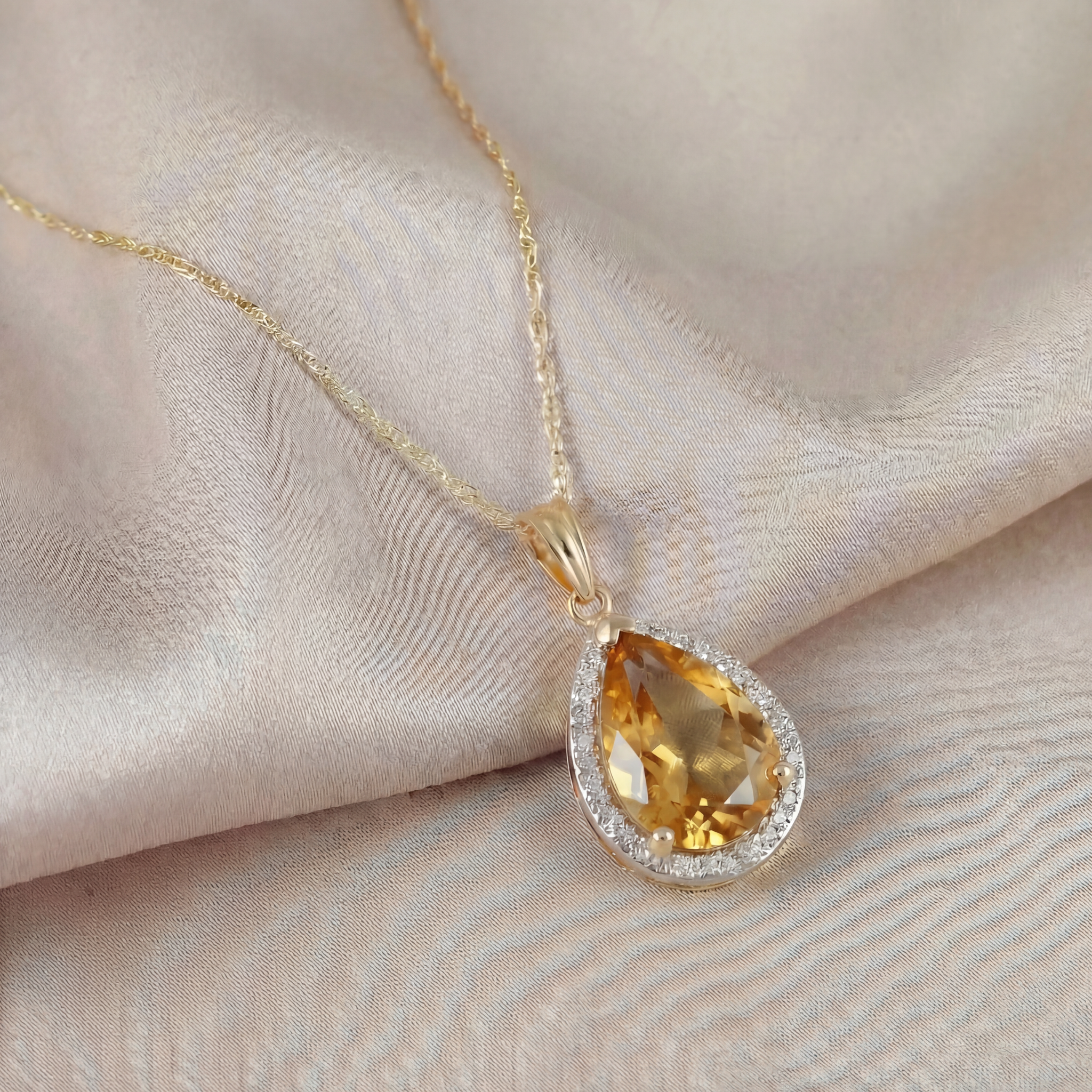 Hidden Light Citrine & Diamond Necklace