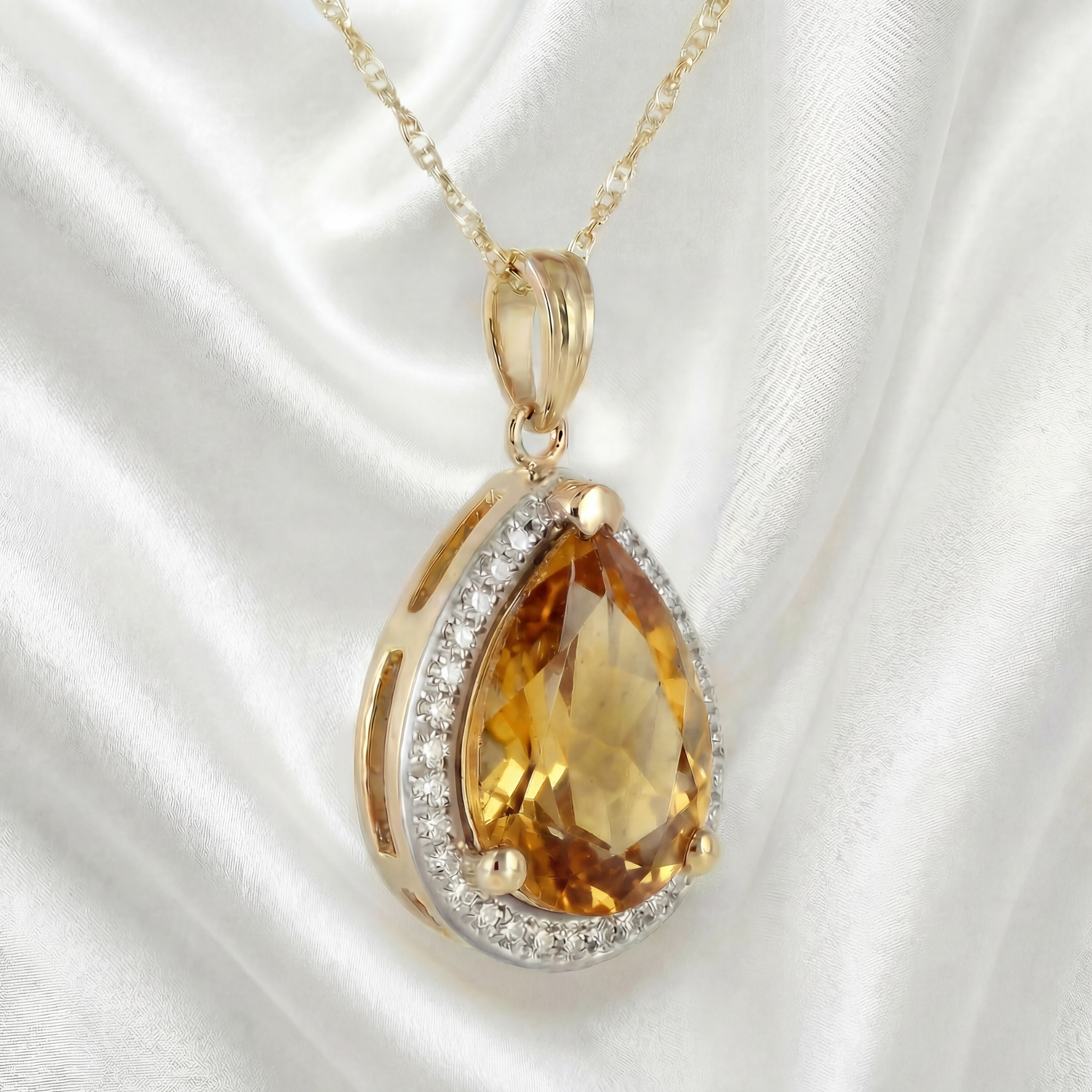 Hidden Light Citrine & Diamond Necklace