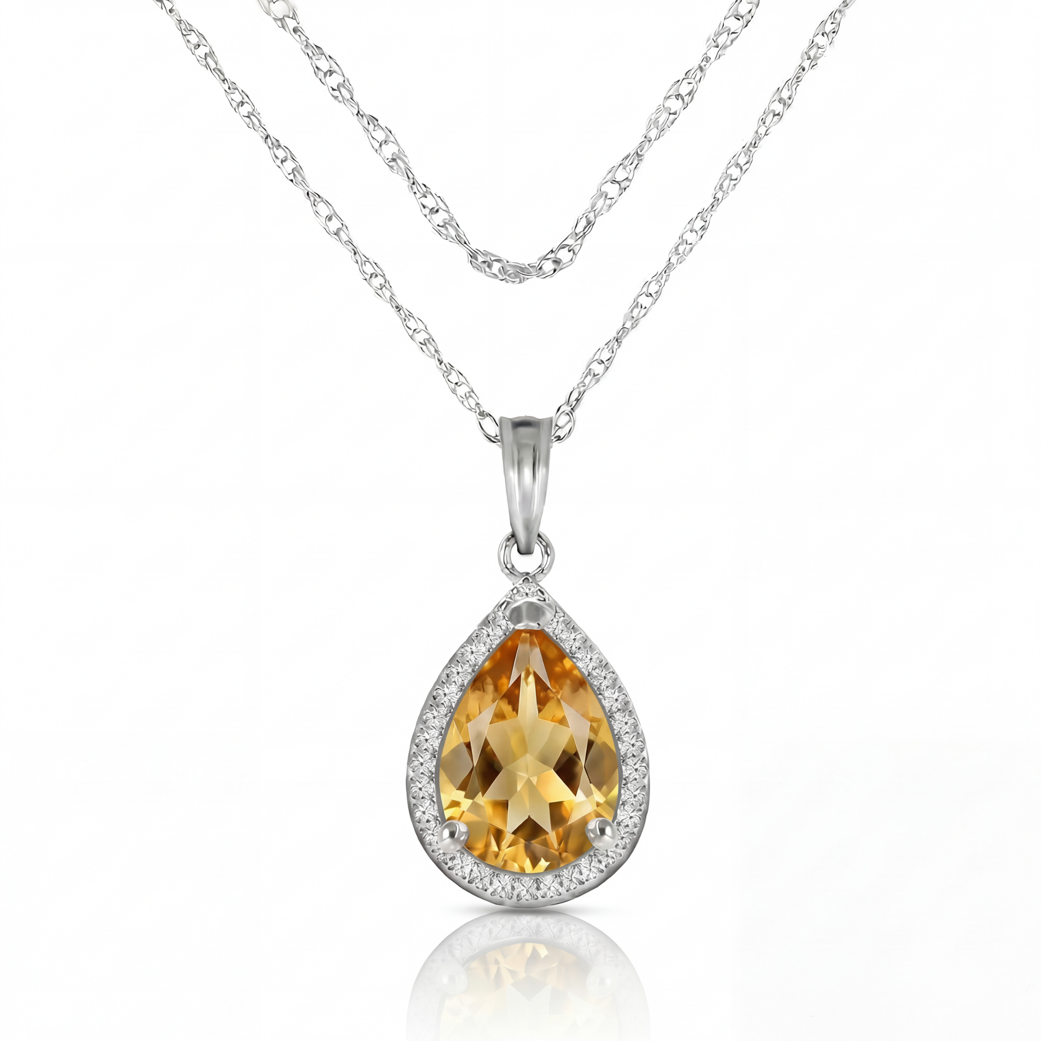 Hidden Light Citrine & Diamond Necklace