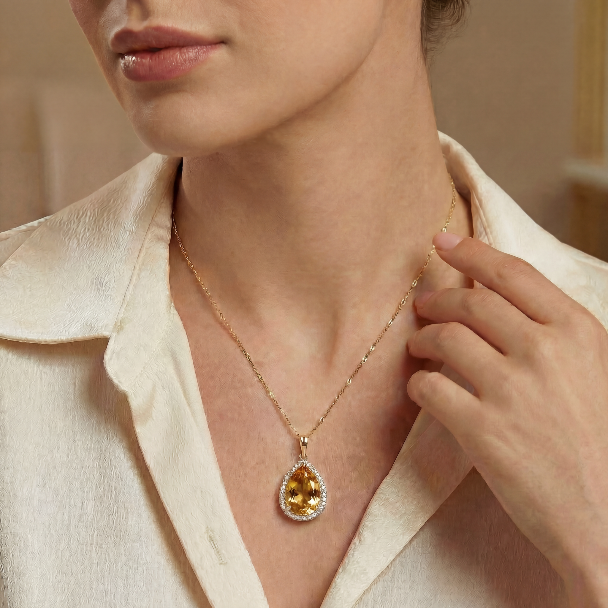 Hidden Light Citrine & Diamond Necklace