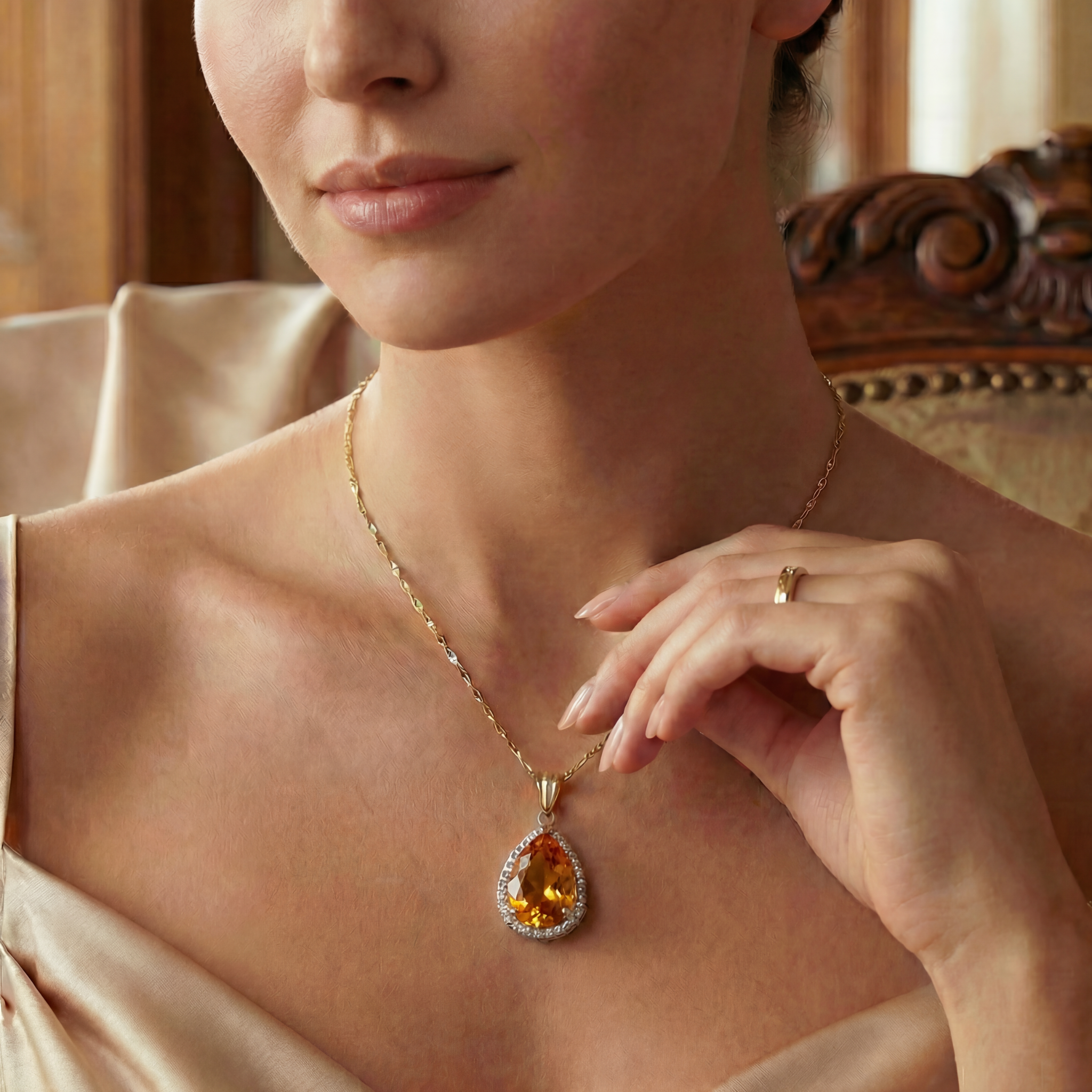 Hidden Light Citrine & Diamond Necklace