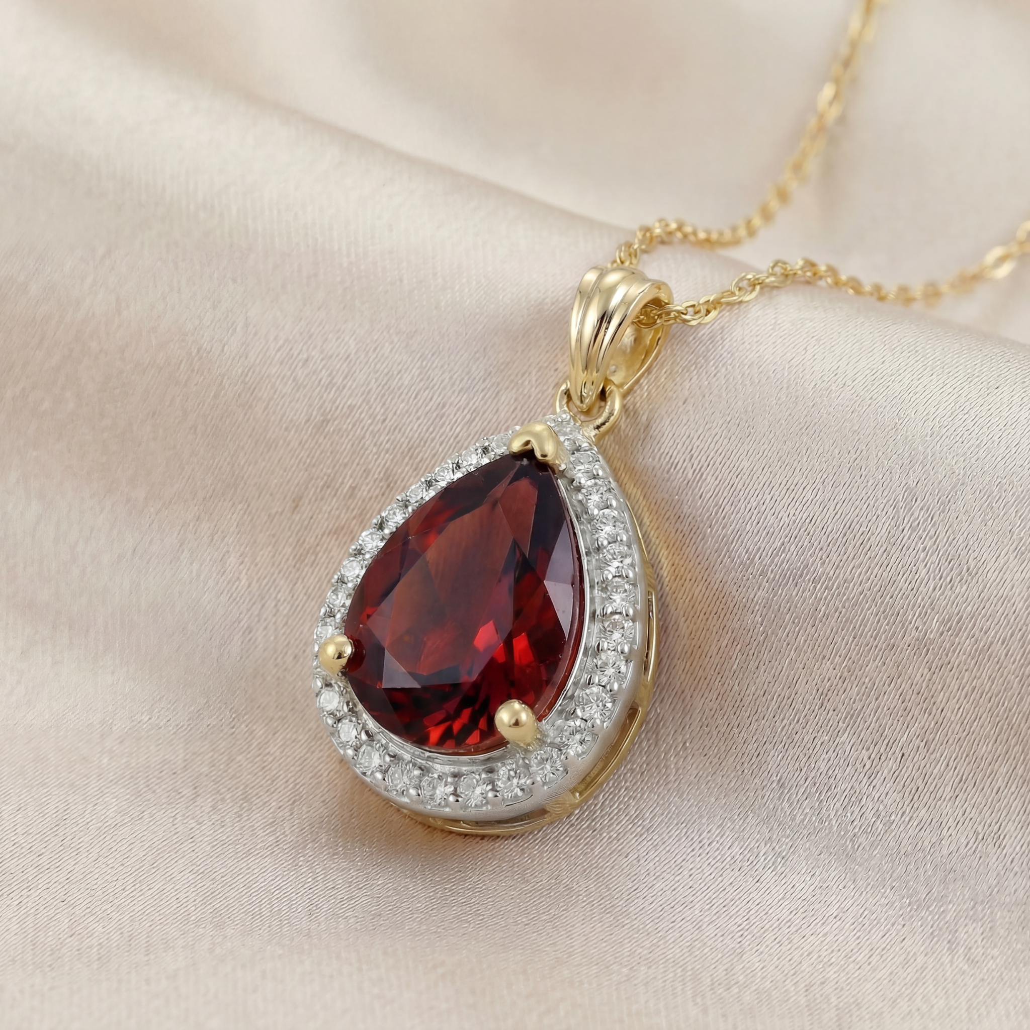 Hidden Light Garnet & Diamond Necklace