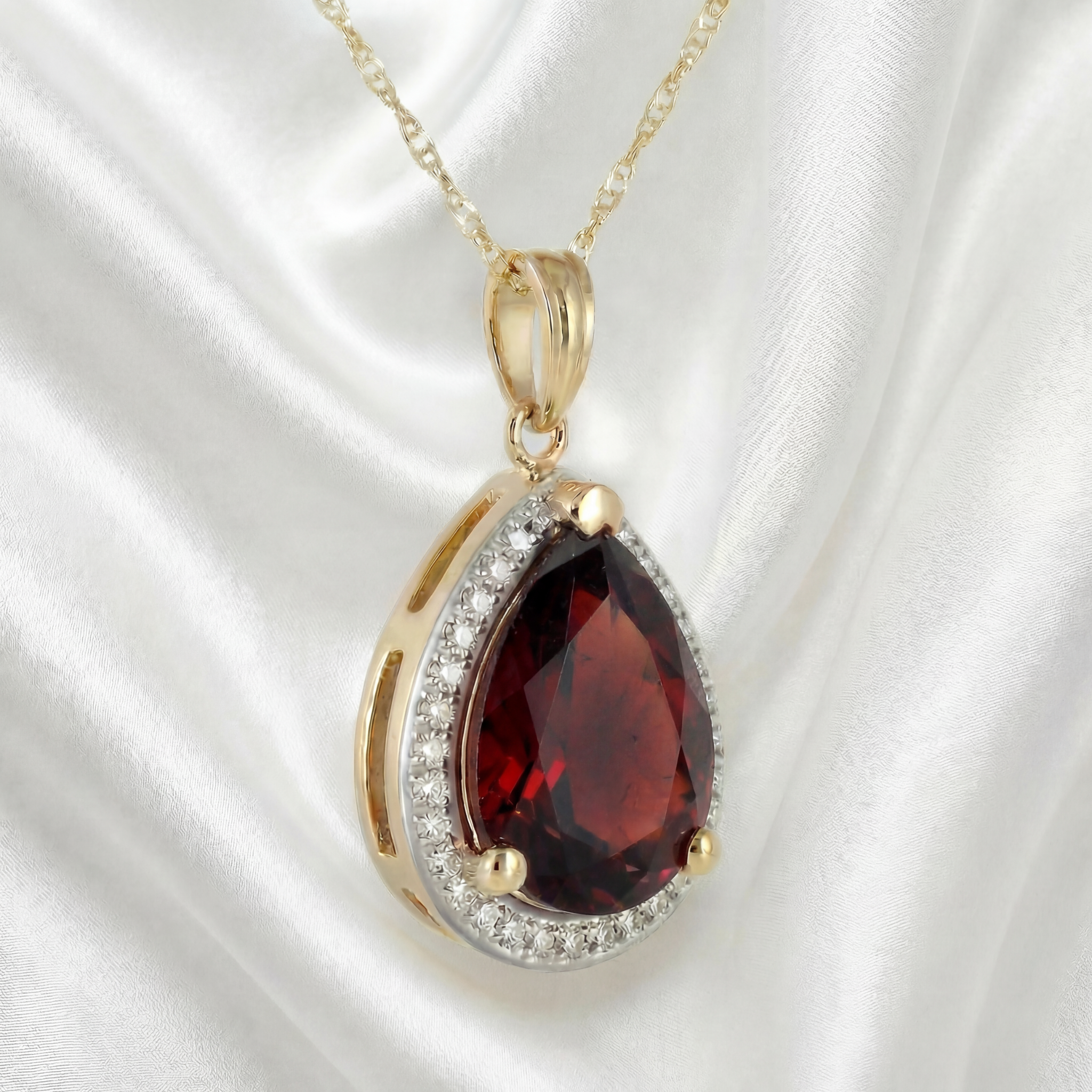 Hidden Light Garnet & Diamond Necklace