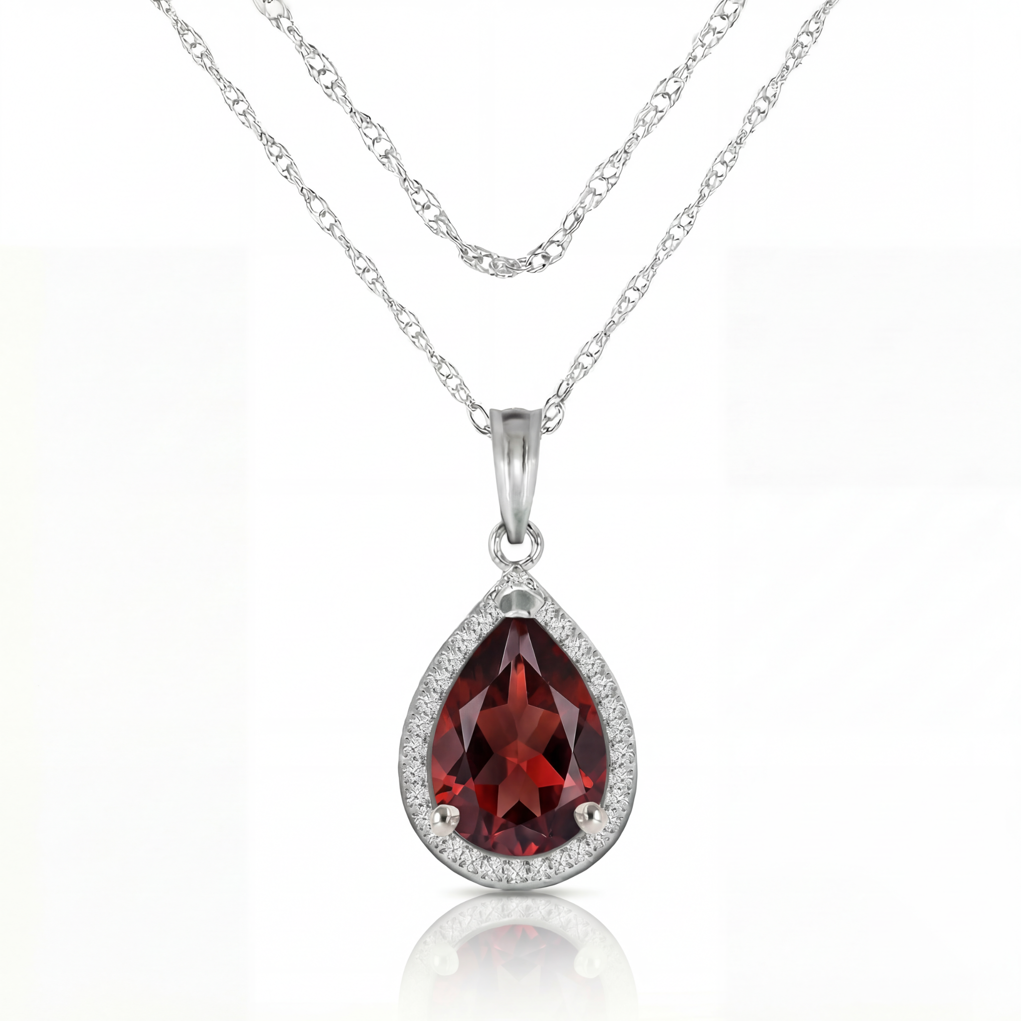 Hidden Light Garnet & Diamond Necklace