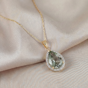 Hidden Light Green Amethyst & Diamond Necklace