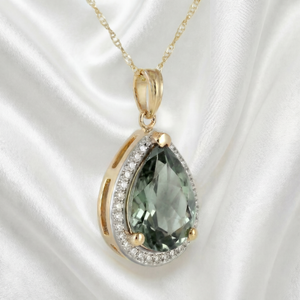 Hidden Light Green Amethyst & Diamond Necklace