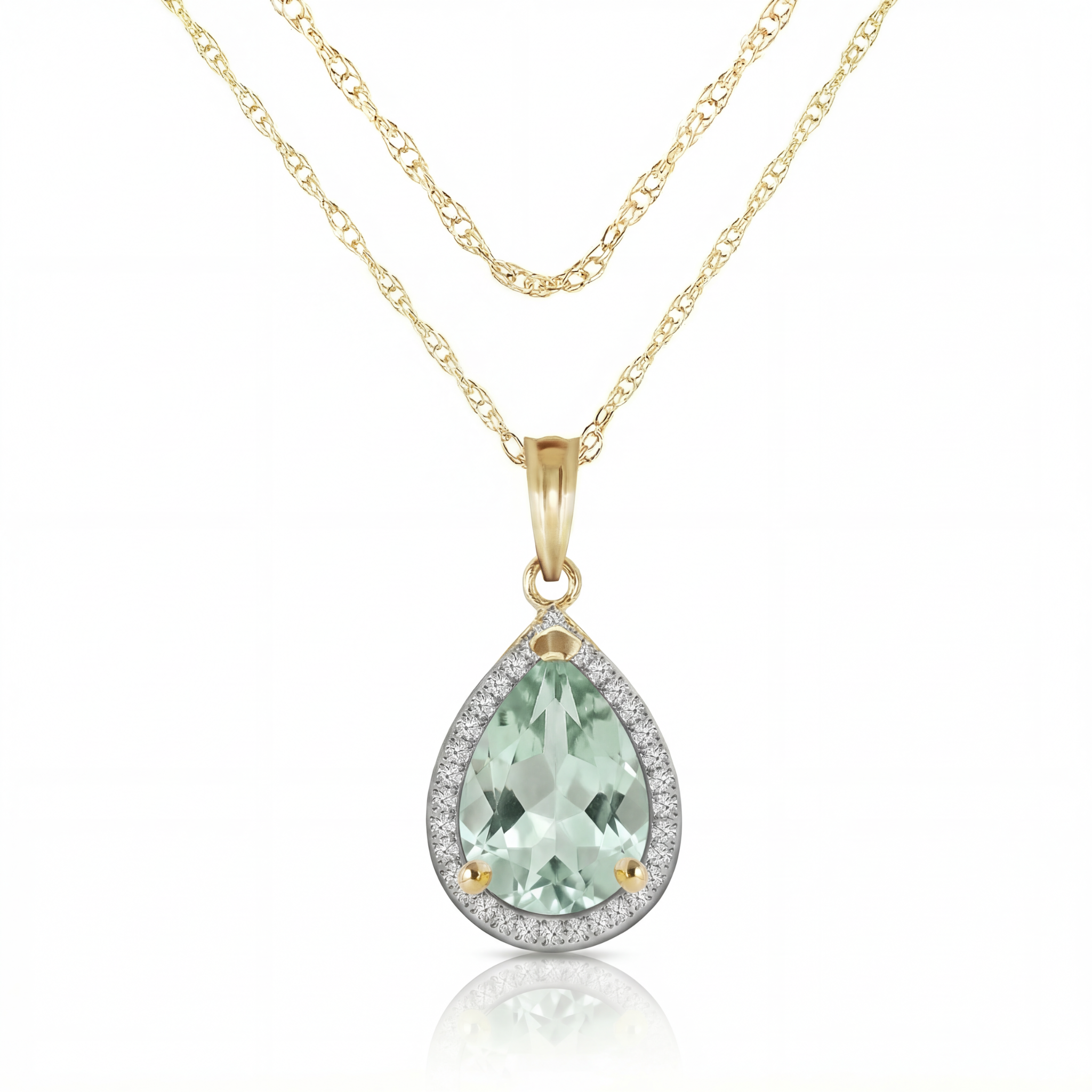 Hidden Light Green Amethyst & Diamond Necklace