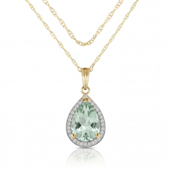 Hidden Light Green Amethyst & Diamond Necklace