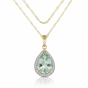 Hidden Light Green Amethyst & Diamond Necklace