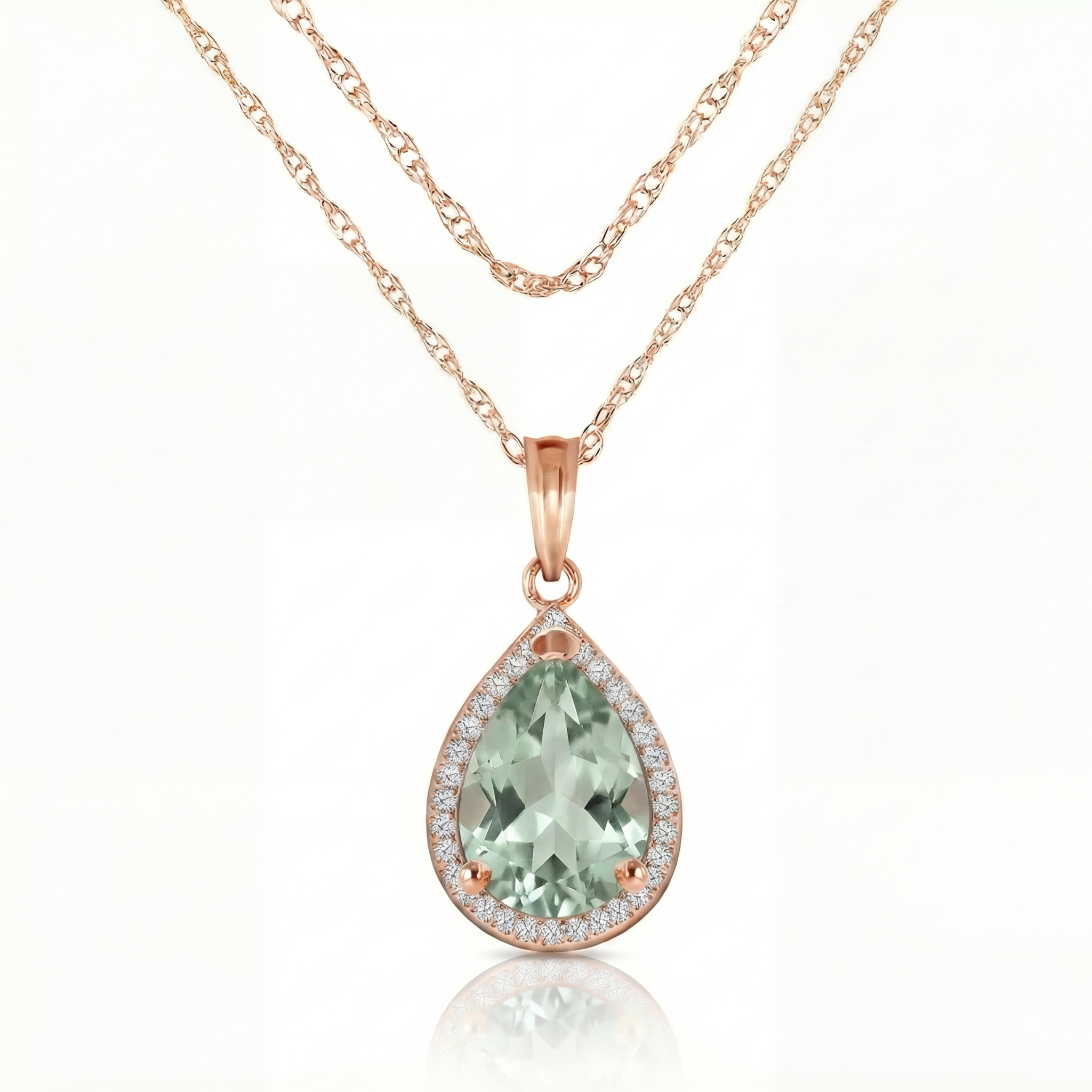 Hidden Light Green Amethyst & Diamond Necklace