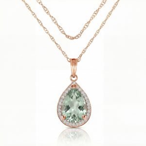 Hidden Light Green Amethyst & Diamond Necklace