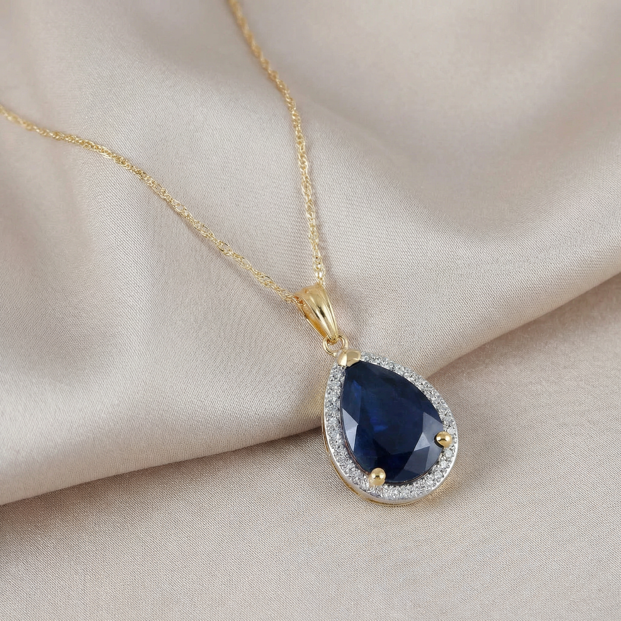 Hidden Light Sapphire & Diamond Necklace