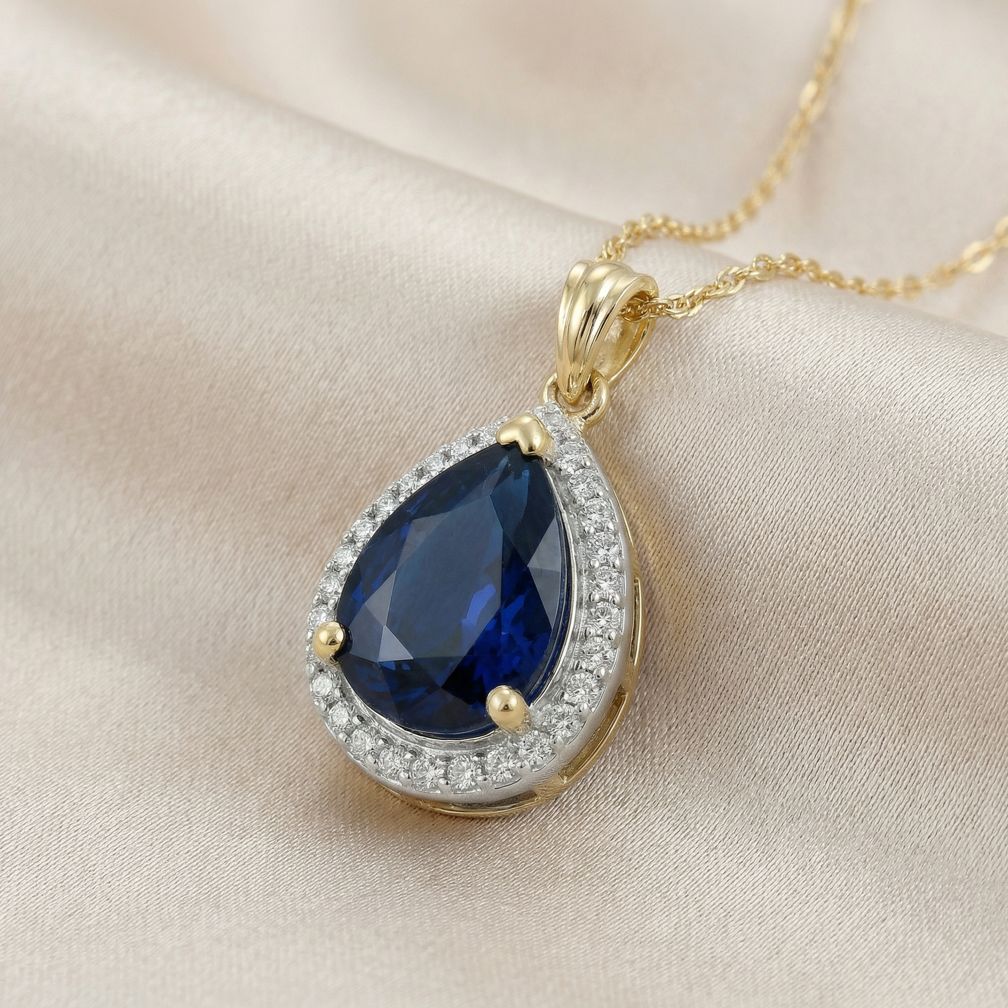 Hidden Light Sapphire & Diamond Necklace