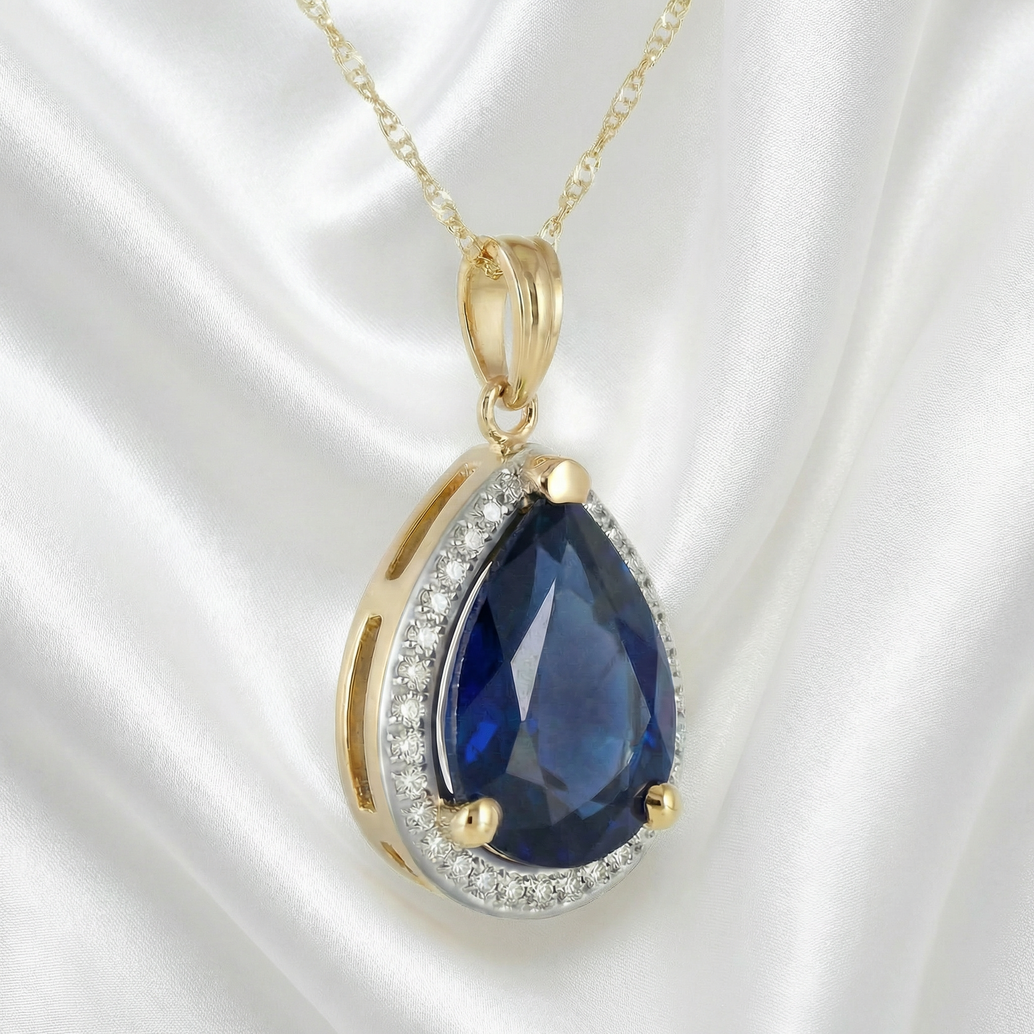 Hidden Light Sapphire & Diamond Necklace