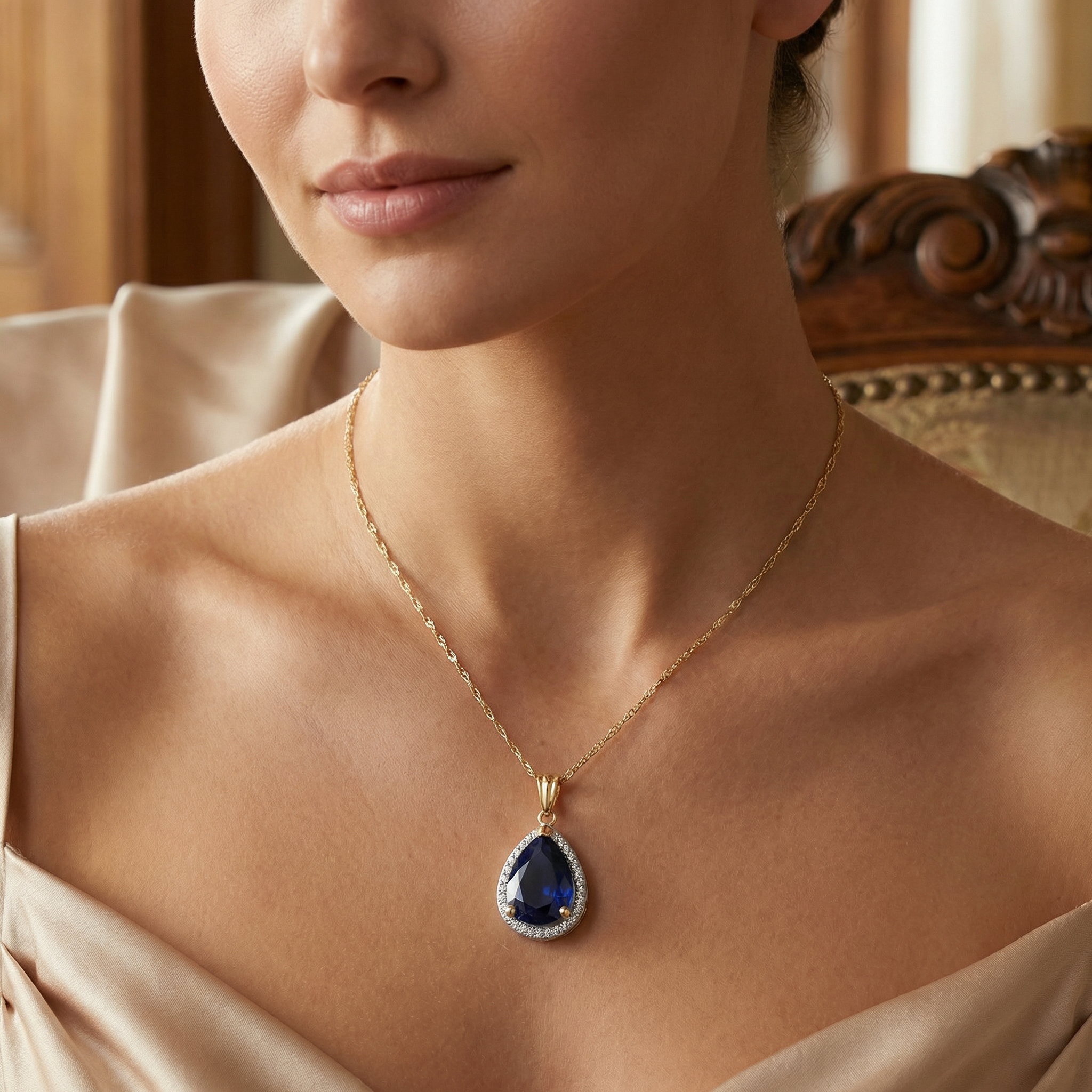 Hidden Light Sapphire & Diamond Necklace