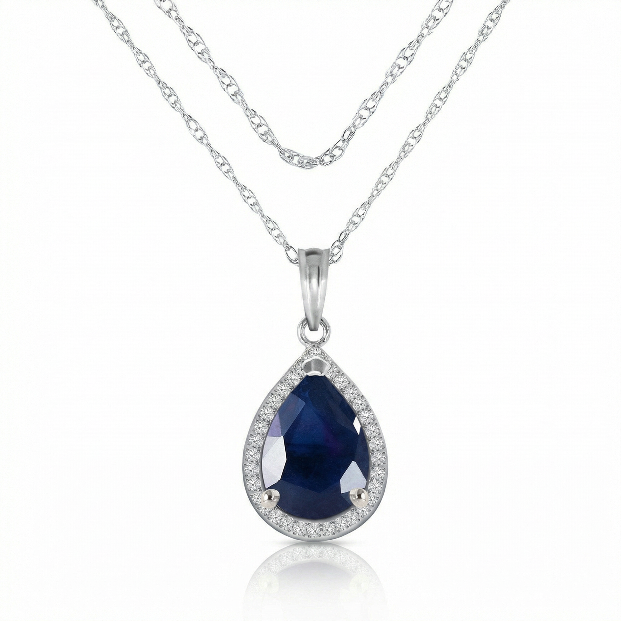 Hidden Light Sapphire & Diamond Necklace