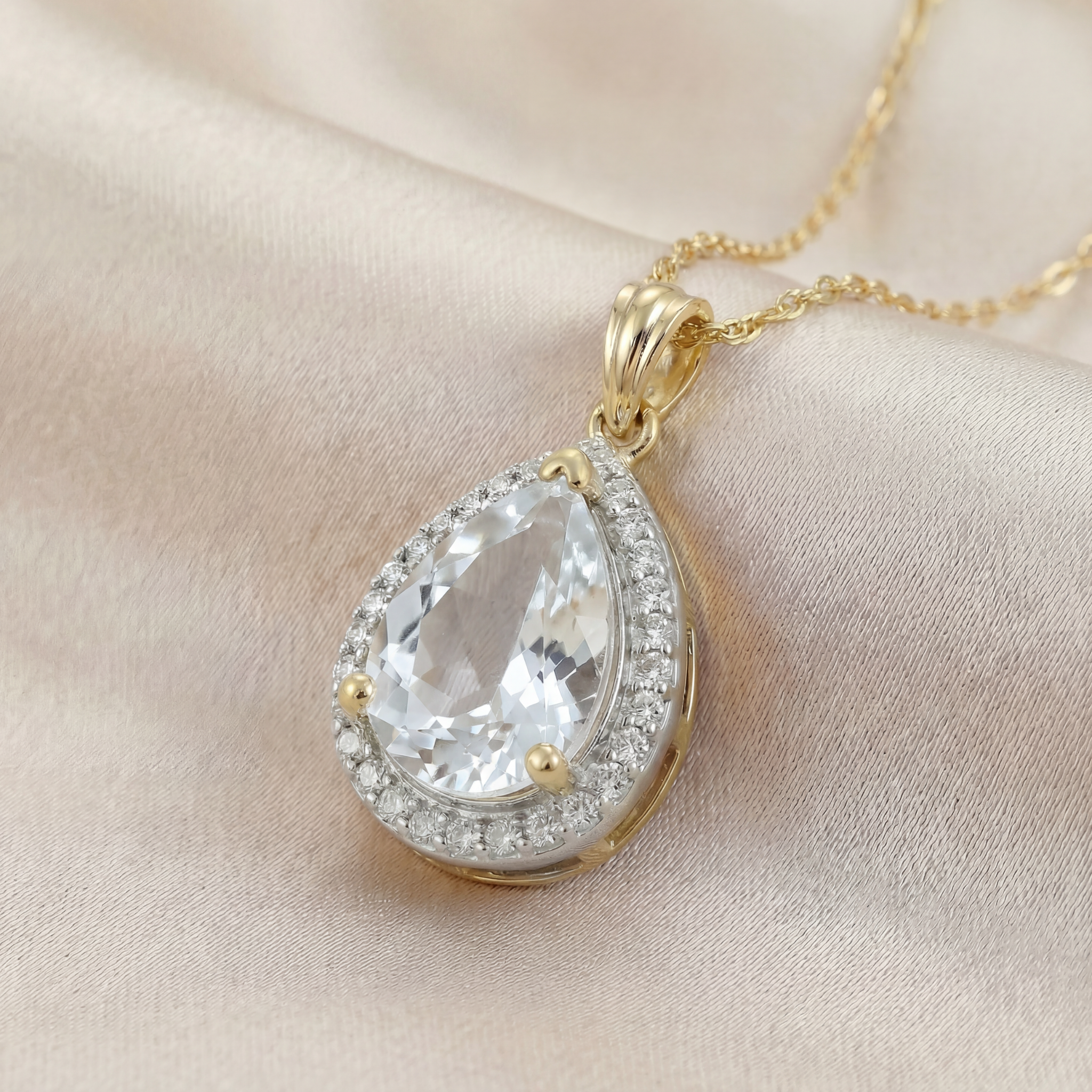 Hidden Light White Topaz & Diamond Necklace
