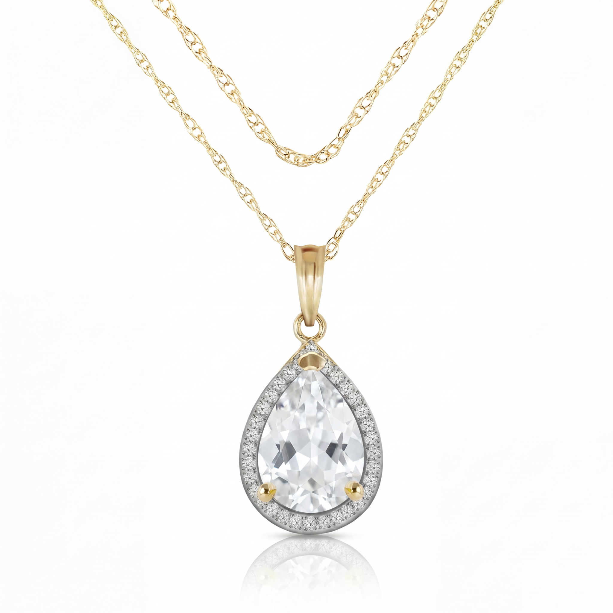 Hidden Light White Topaz & Diamond Necklace