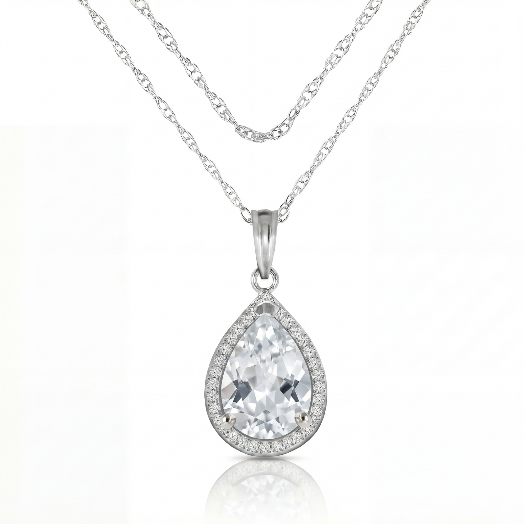 Hidden Light White Topaz & Diamond Necklace