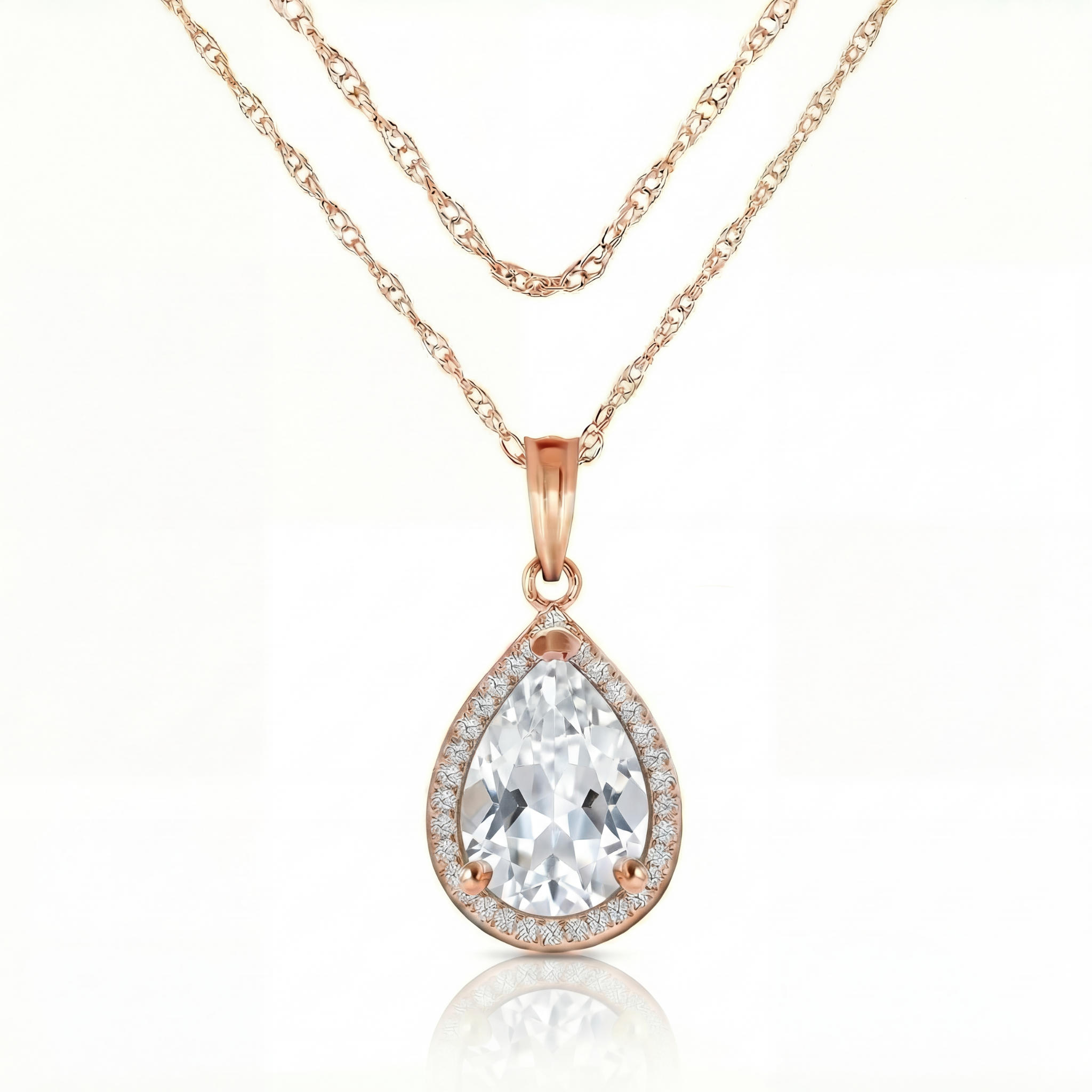 Hidden Light White Topaz & Diamond Necklace