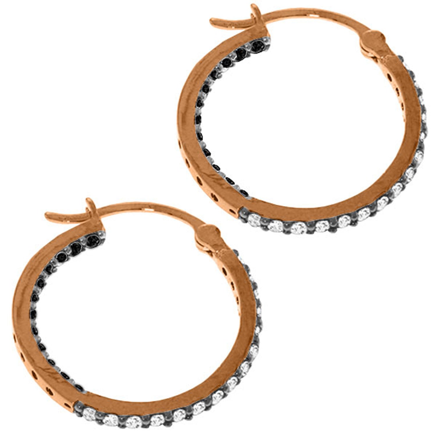 Double Allure White and Black Diamond Hoop Earrings