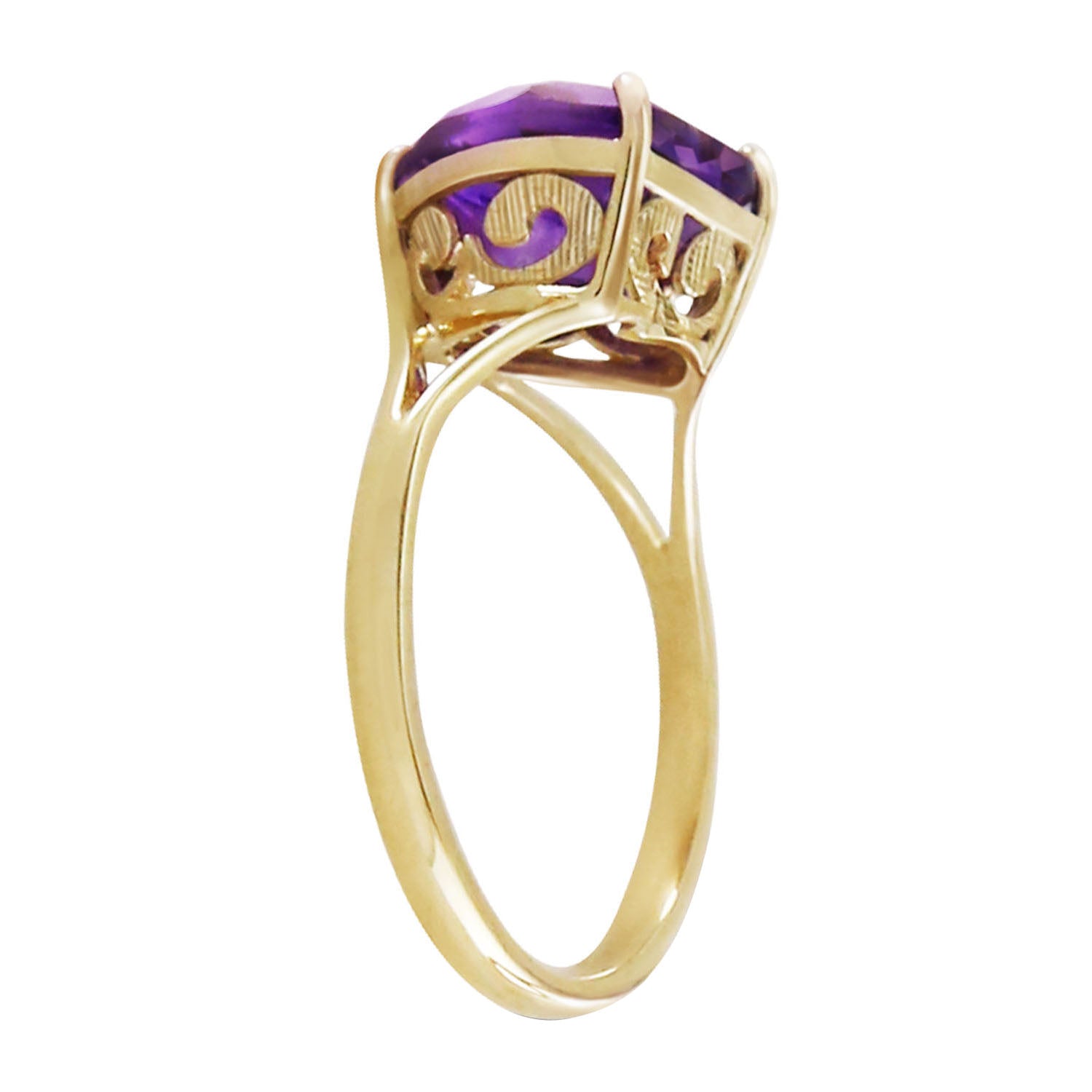Lovers Heart Purple Amethyst Ring