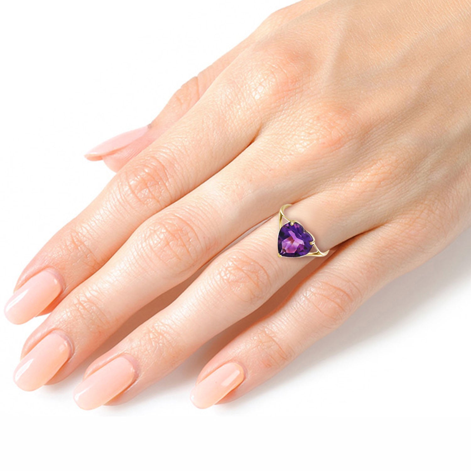 Lovers Heart Purple Amethyst Ring
