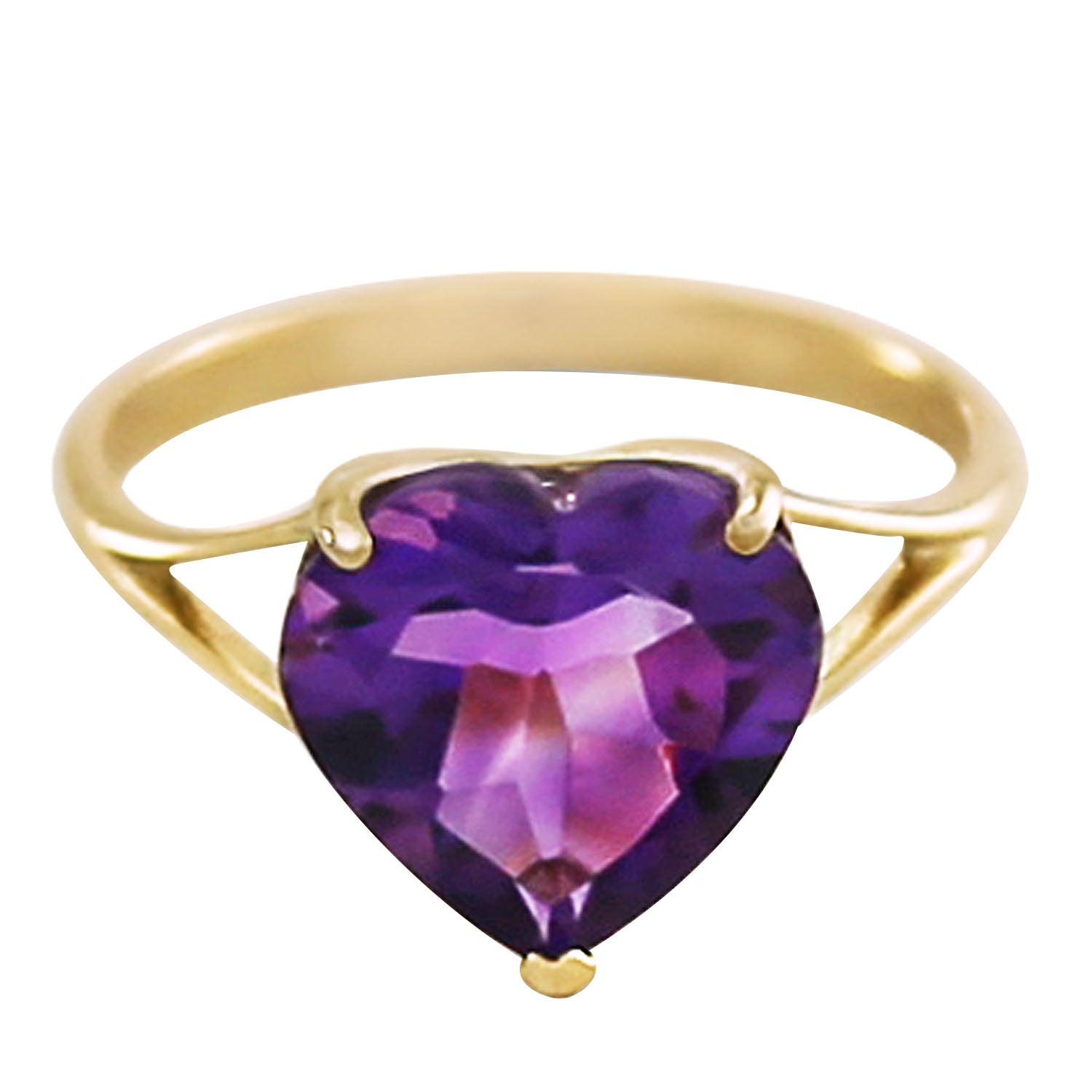 Lovers Heart Purple Amethyst Ring