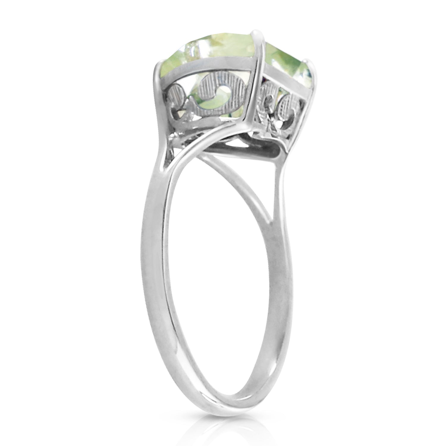 Lovers Heart Green Amethyst Ring