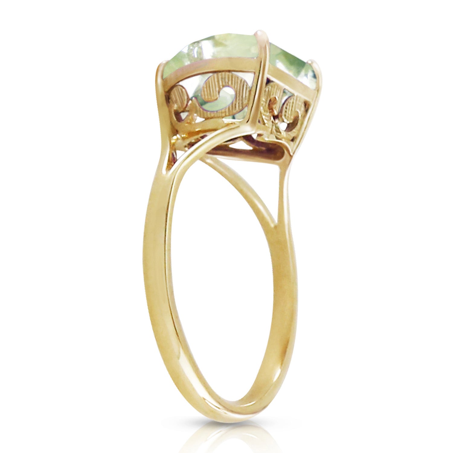 Lovers Heart Green Amethyst Ring