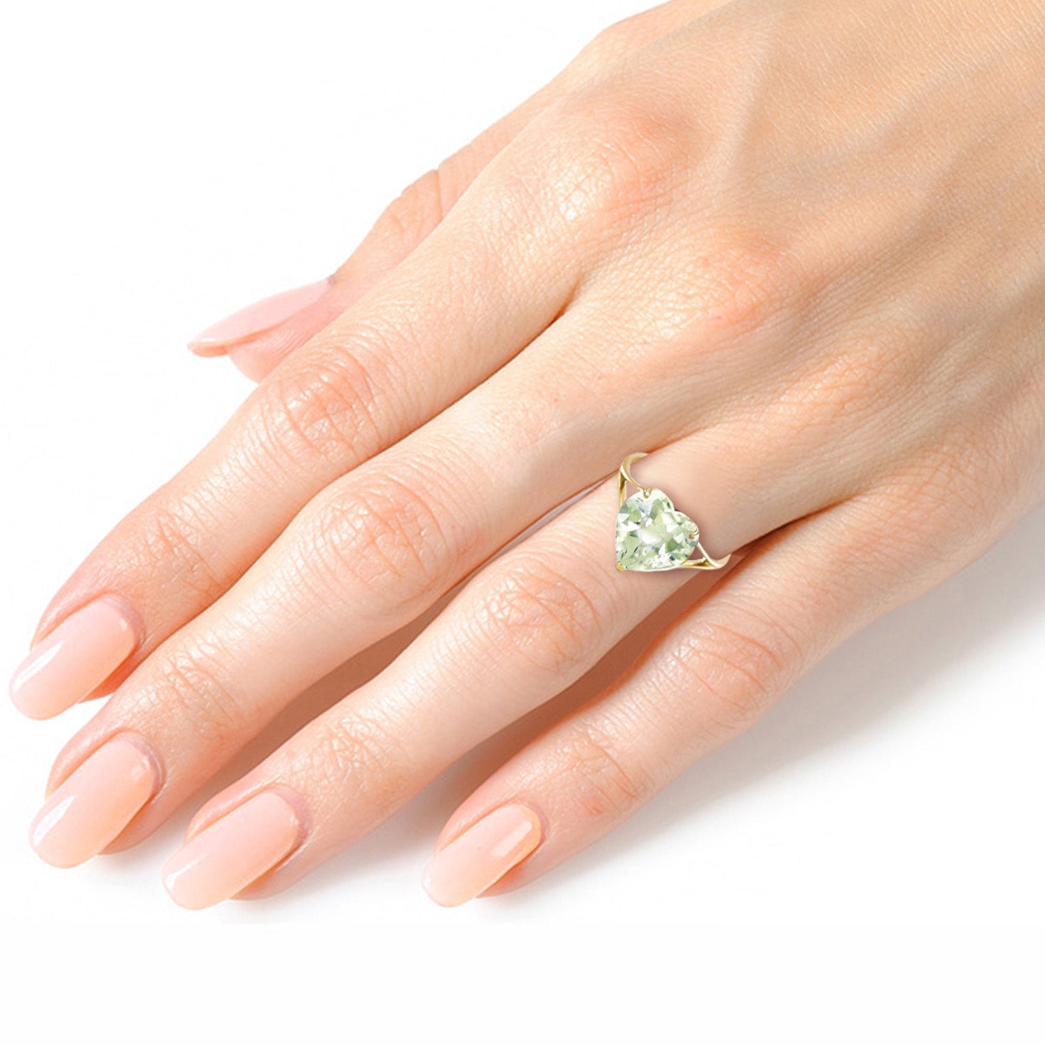 Lovers Heart Green Amethyst Ring