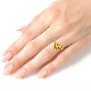 Lovers Heart Citrine Ring
