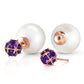 Dual Delight Pearl And Amethyst Stud Earrings
