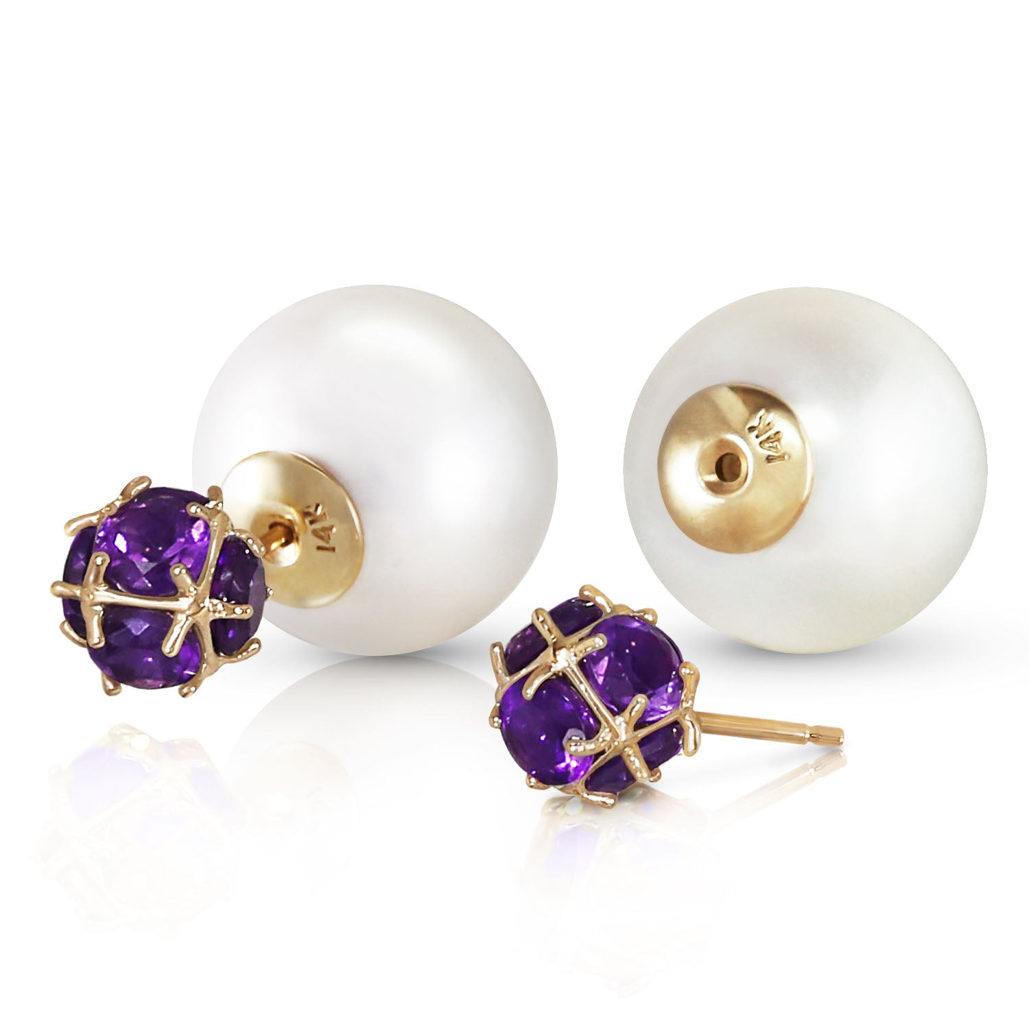Regal Crown Amethyst & Pearl Earrings