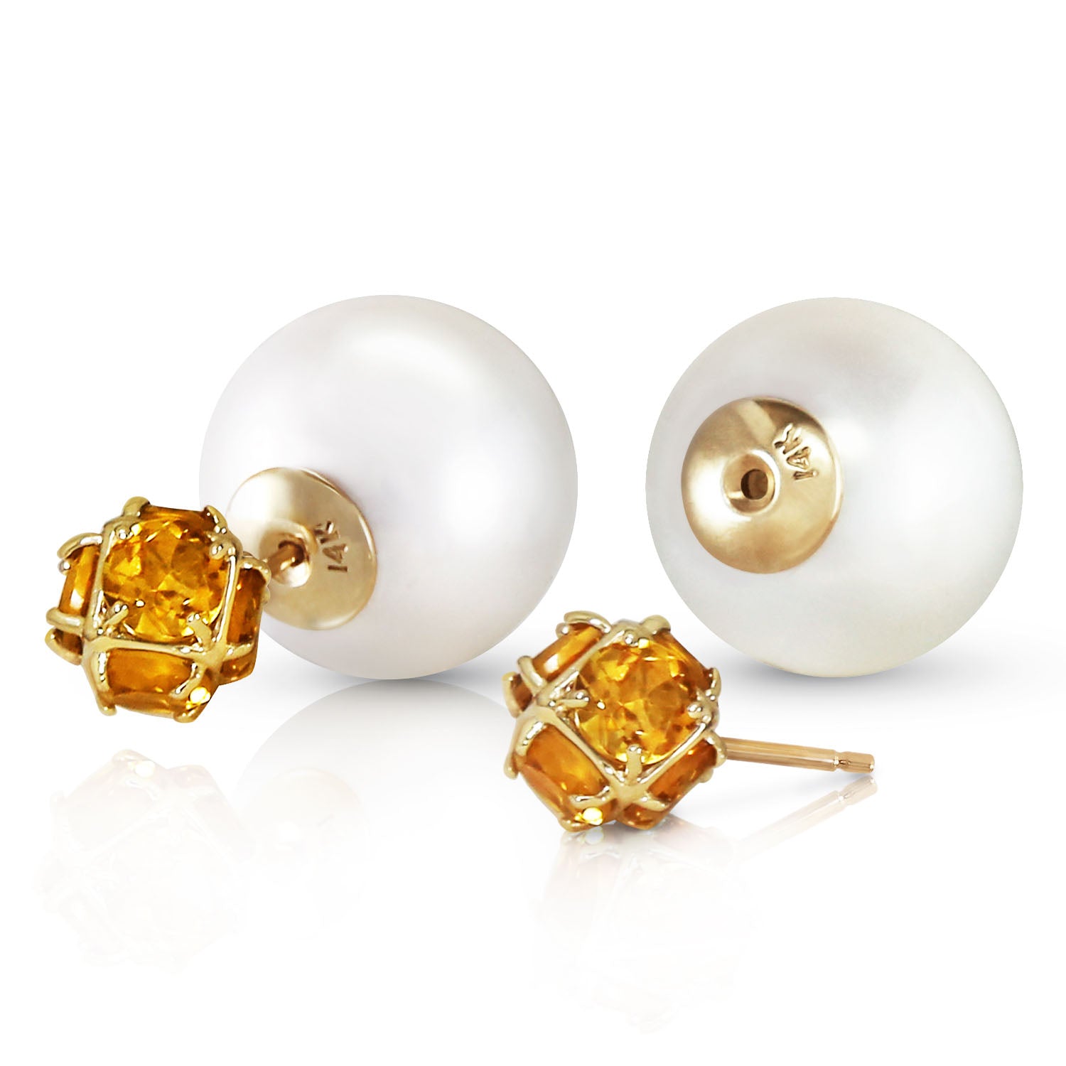 Regal Crown Citrine & Pearl Earrings