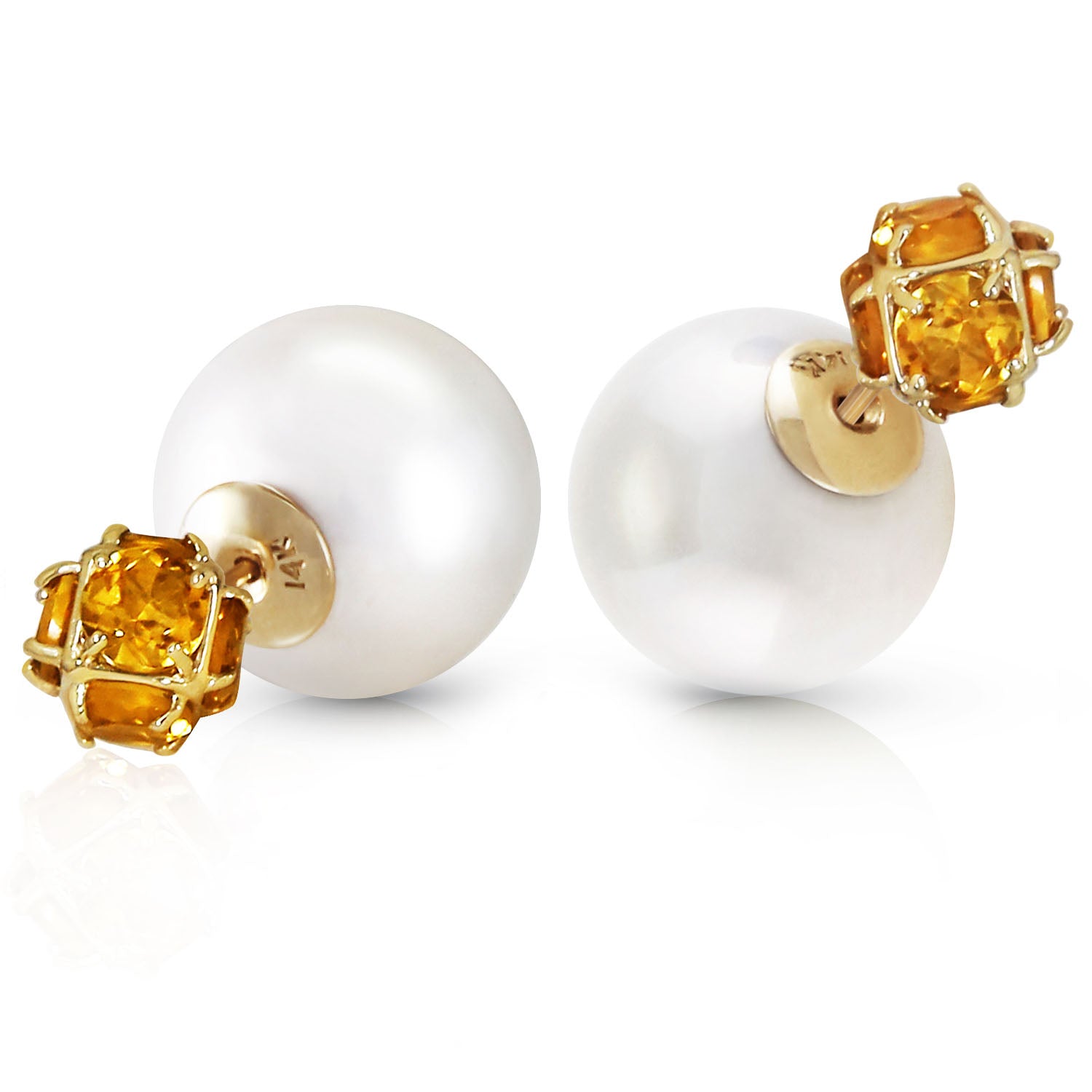 Regal Crown Citrine & Pearl Earrings