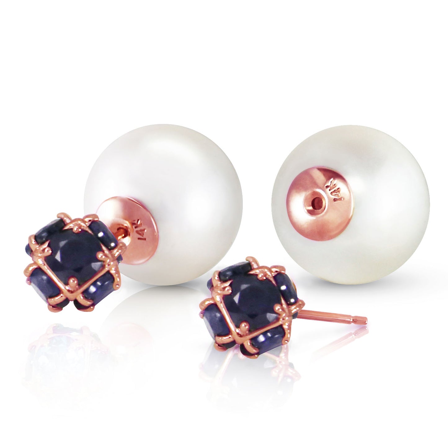 Dual Delight Pearl And Sapphire Stud Earrings
