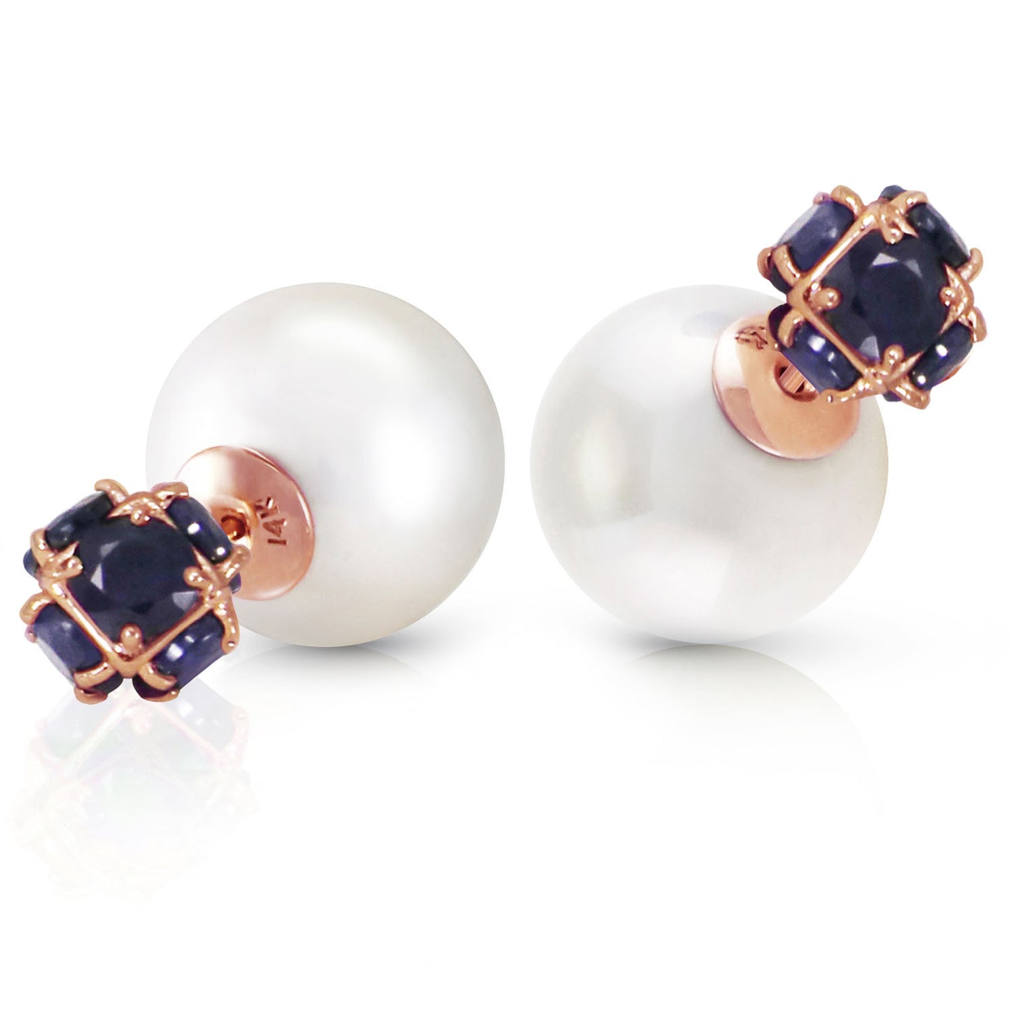 Dual Delight Pearl And Sapphire Stud Earrings