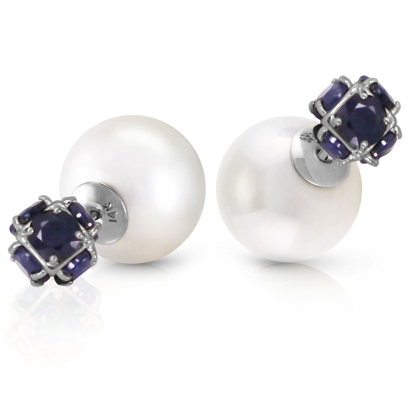 Dual Delight Pearl And Sapphire Stud Earrings