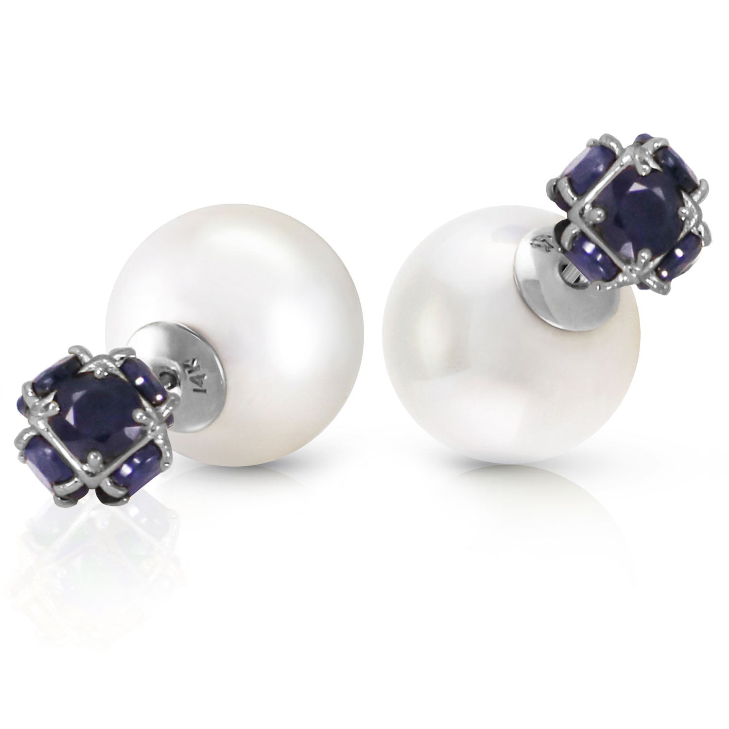 Regal Crown Sapphire & Pearl Earrings