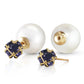 Dual Delight Pearl And Sapphire Stud Earrings
