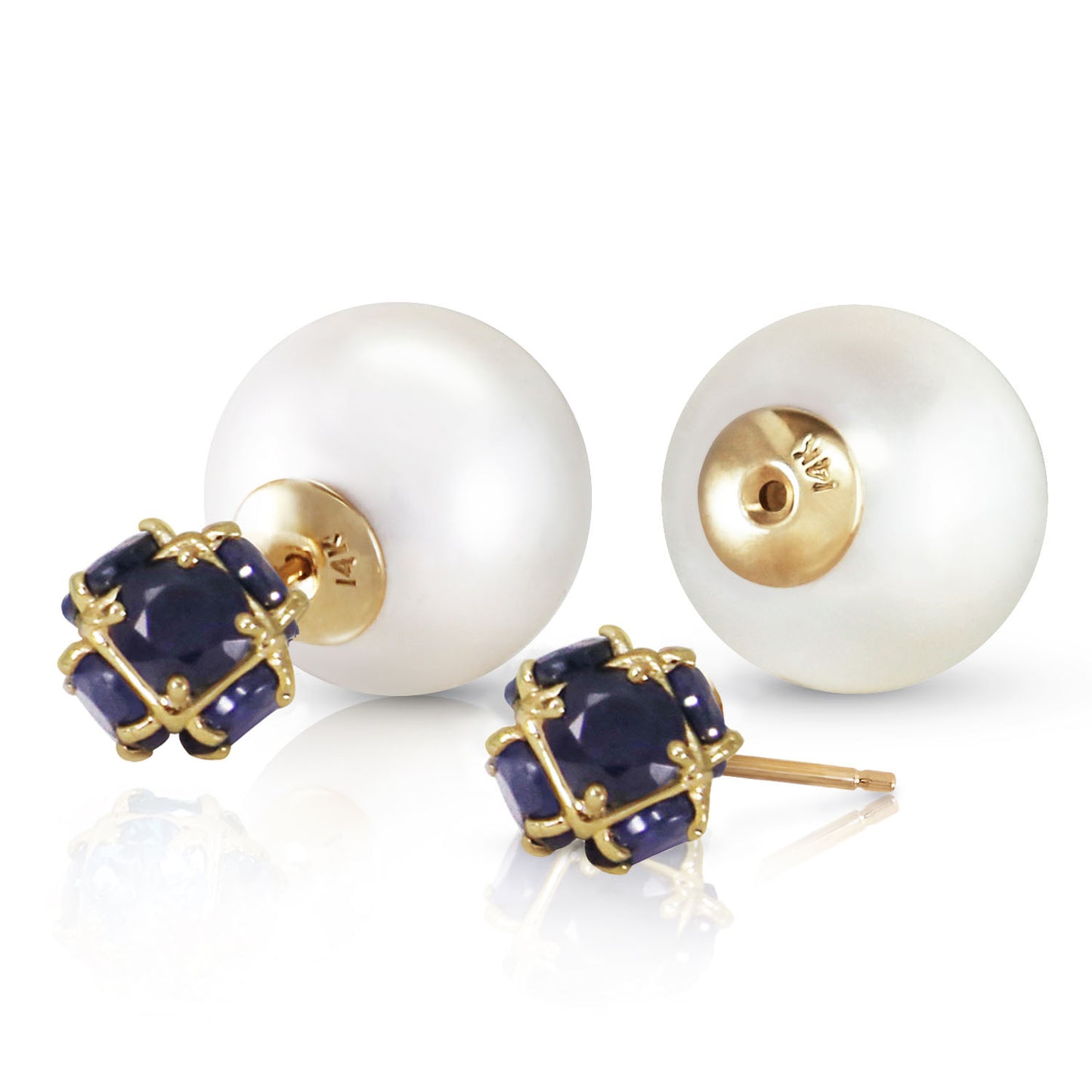 Dual Delight Pearl And Sapphire Stud Earrings