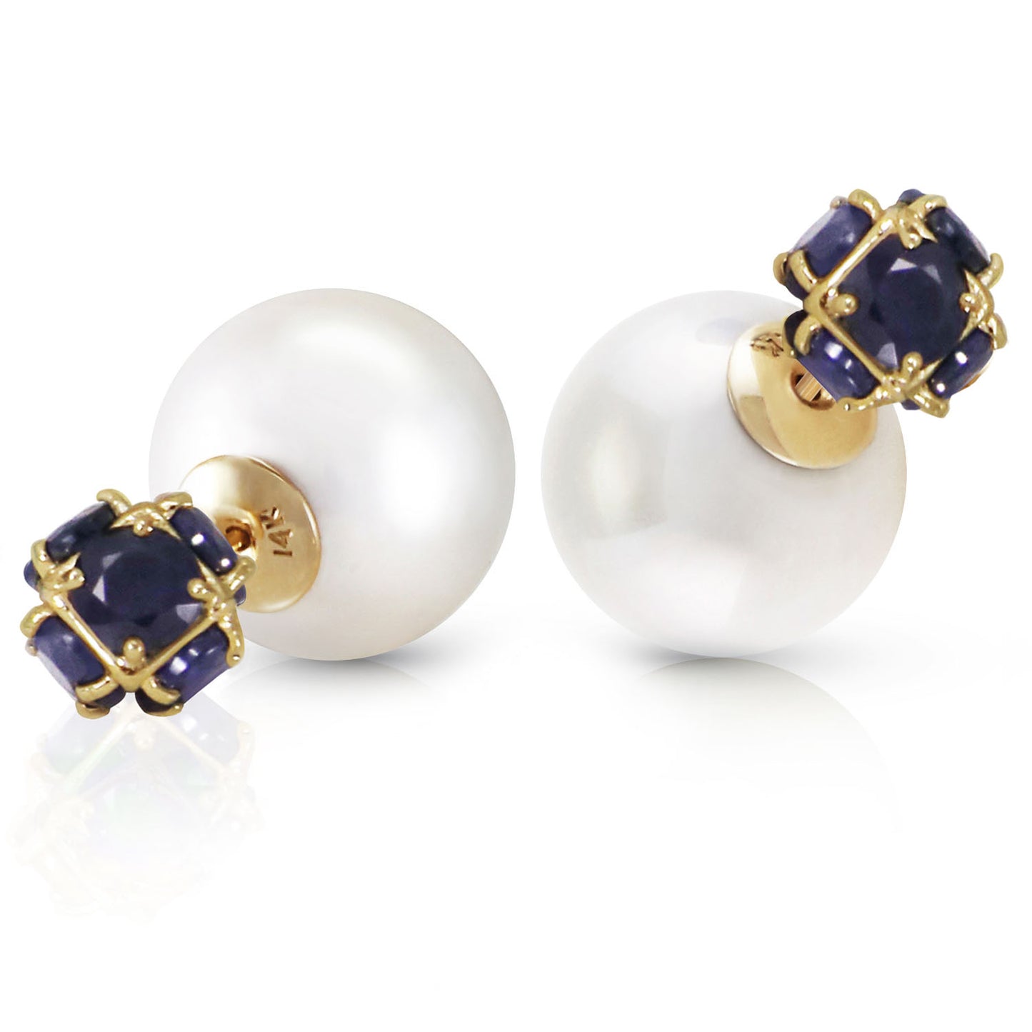 Dual Delight Pearl And Sapphire Stud Earrings