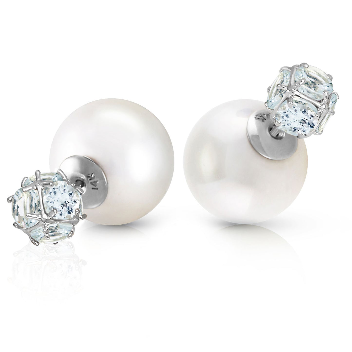 Regal Crown Aquamarine & Pearl Earrings