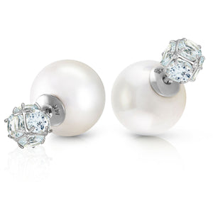 Regal Crown Aquamarine & Pearl Earrings